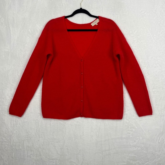 Sezane Sweaters - Sezane Barry Cardigan Women's M Reversible Red Mohair Alpaca V-Neck Oversized